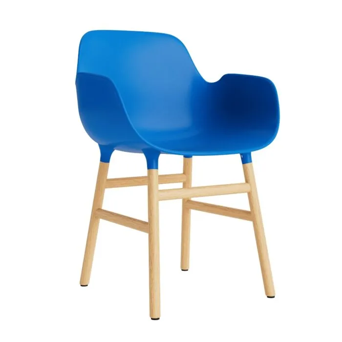 Normann Copenhagen Form armchair stoel eiken-Fel Blauw Direct Beschikbaar