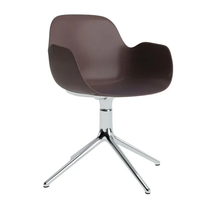 Gereduceerde Prijs Normann Copenhagen Form Swivel armstoel aluminium onderstel-Bruin