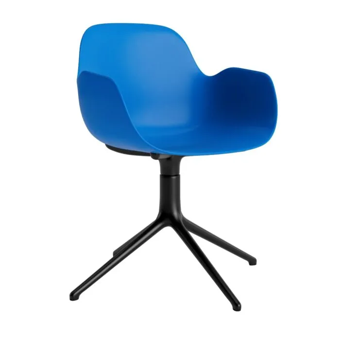 Voordeelprijs Normann Copenhagen Form Swivel armstoel black aluminium onderstel-Bright Blue