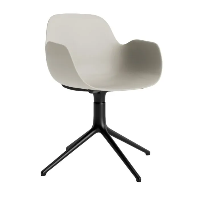 Normann Copenhagen Form Swivel armstoel black aluminium onderstel-Light grey Aanbieding