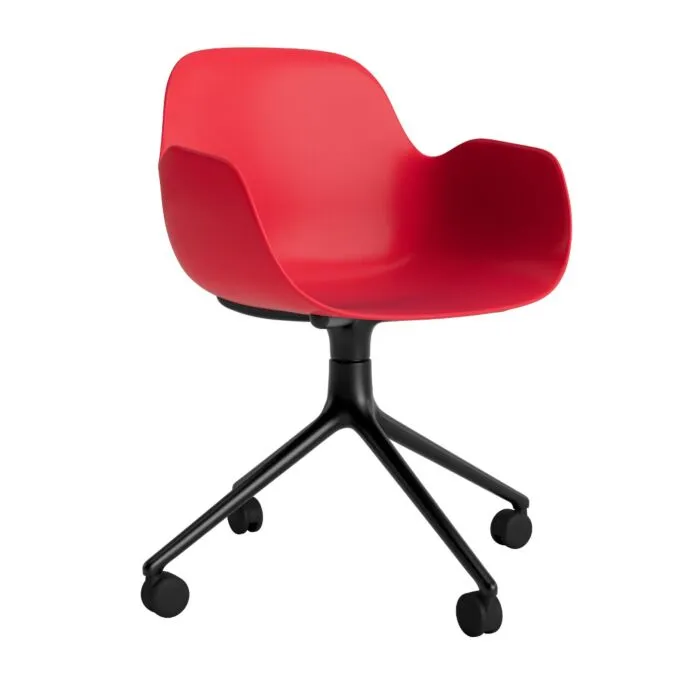 Normann Copenhagen Form Swivel bureaustoel zwart aluminium onderstel-Bright Red Gratis Retour