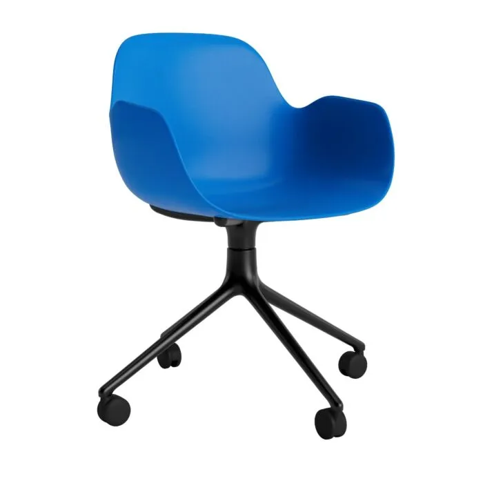 Beperkt Aanbod Normann Copenhagen Form Swivel bureaustoel zwart aluminium onderstel-Bright Blue