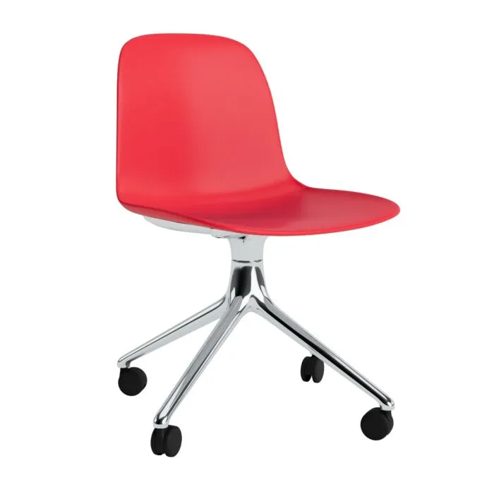 Normann Copenhagen Form Swivel zonder arm bureaustoel aluminium onderstel-Bright Red Tijdelijk Beschikbaar