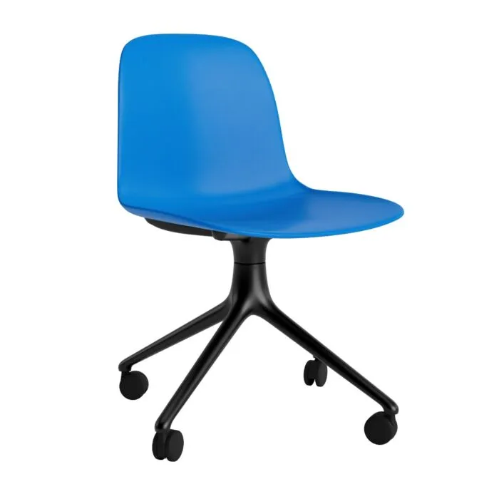 Normann Copenhagen Form Swivel zonder arm bureaustoel zwart onderstel-Bright Blue Bestseller