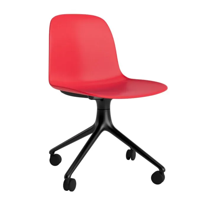 Normann Copenhagen Form Swivel zonder arm bureaustoel zwart onderstel-Bright Red Korting