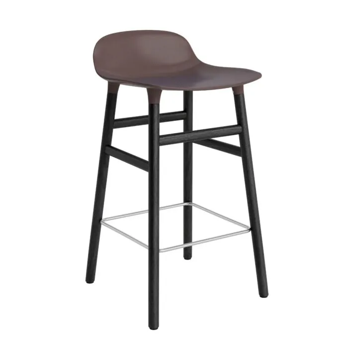 Koopje Normann Copenhagen Form Barstool barkruk zwart onderstel-Zithoogte 65 cm-Bruin
