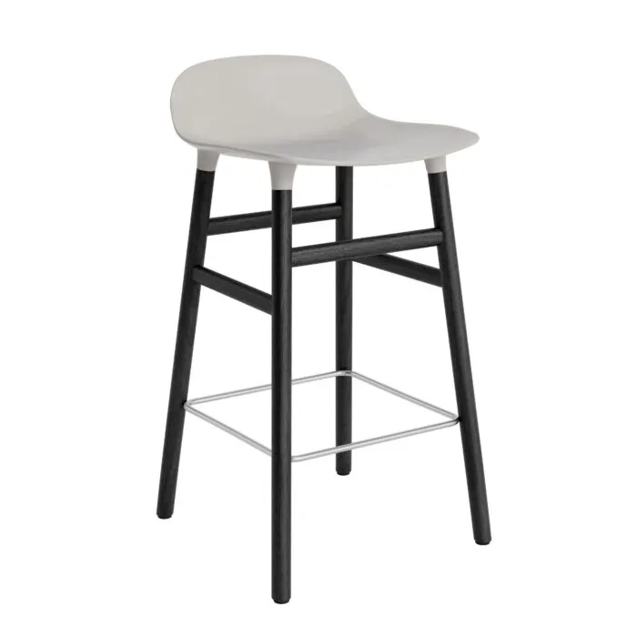 Laatste Versie Normann Copenhagen Form Barstool barkruk zwart onderstel-Zithoogte 65 cm-Warm grijs