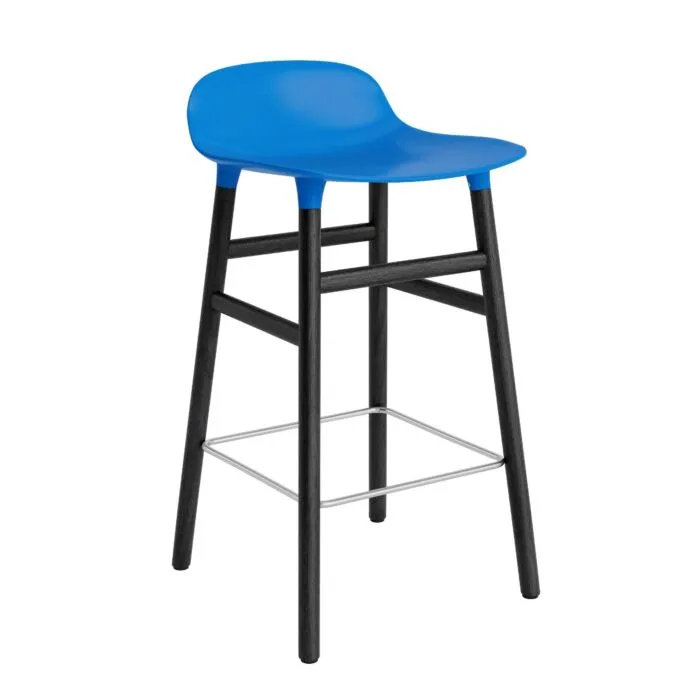 Normann Copenhagen Form Barstool barkruk zwart onderstel-Zithoogte 65 cm-Fel Blauw Meest Verkocht