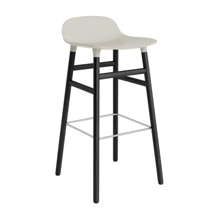 Beperkte Voorraad Normann Copenhagen Form Barstool barkruk zwart onderstel-Zithoogte 75 cm-Licht grijs