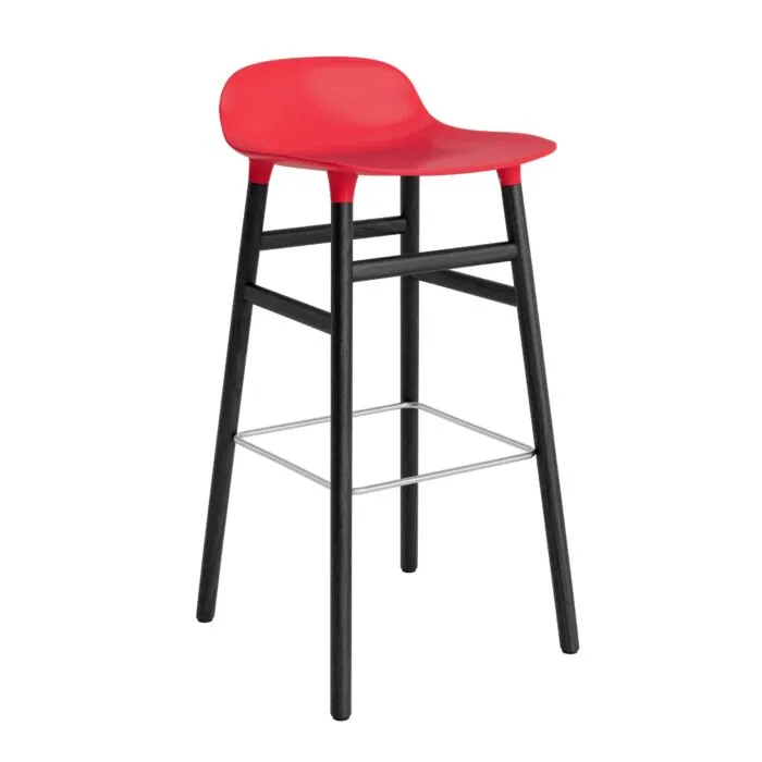 Laatste Kans Normann Copenhagen Form Barstool barkruk zwart onderstel-Zithoogte 75 cm-Fel Rood