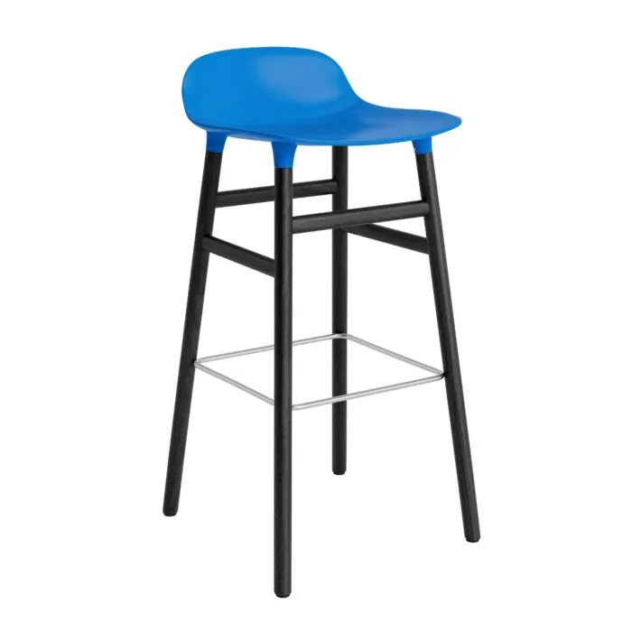Normann Copenhagen Form Barstool barkruk zwart onderstel-Zithoogte 75 cm-Fel Blauw Op = Op