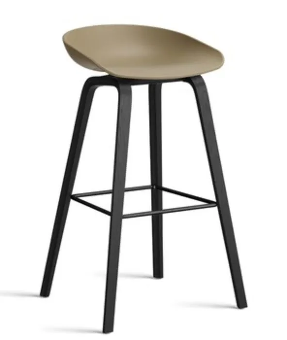 Beperkt Aanbod HAY About a Stool AAS32 barkruk zwart onderstel-Zithoogte 75 cm-Clay OUTLET