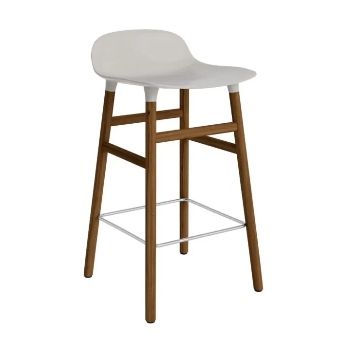 Speciale Aanbieding Normann Copenhagen Form Barstool barkruk walnoten onderstel-Zithoogte 65 cm-Warm grijs