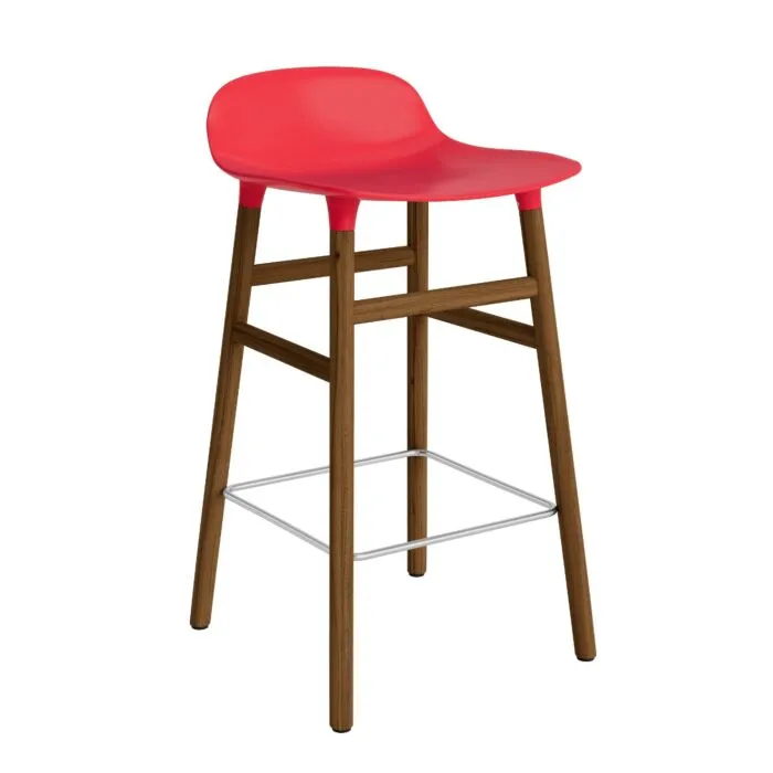 Normann Copenhagen Form Barstool barkruk walnoten onderstel-Zithoogte 65 cm-Fel Rood Beperkt Aanbod