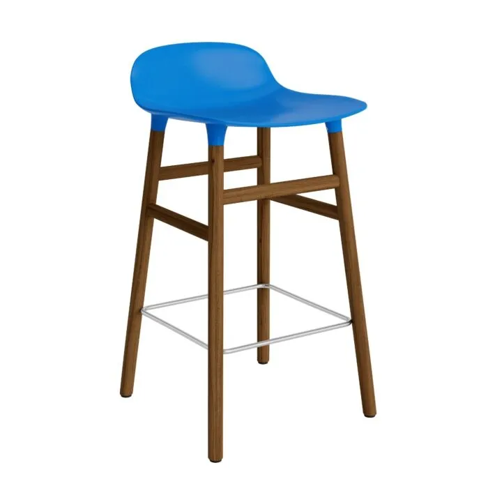 Normann Copenhagen Form Barstool barkruk walnoten onderstel-Zithoogte 65 cm-Fel Blauw Hoge Kwaliteit