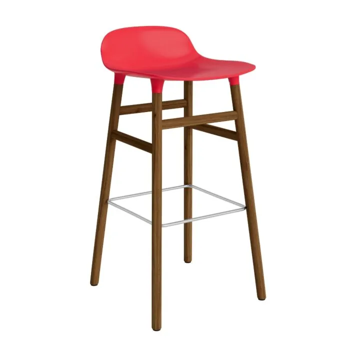Normann Copenhagen Form Barstool barkruk walnoten onderstel-Zithoogte 75 cm-Fel Rood Fabrieksprijs