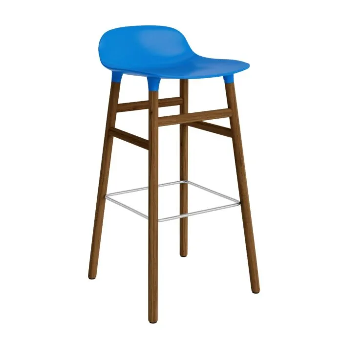 Normann Copenhagen Form Barstool barkruk walnoten onderstel-Zithoogte 75 cm-Fel Blauw Goedkoop