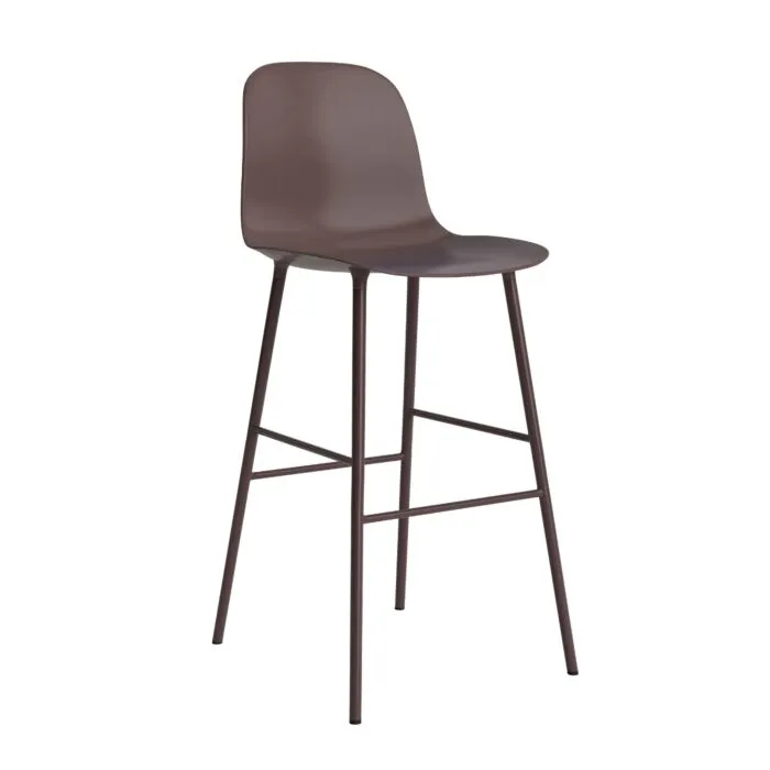 Koop Online Normann Copenhagen Form Bar Chair barkruk stalen onderstel -Brown-Zithoogte 75 cm