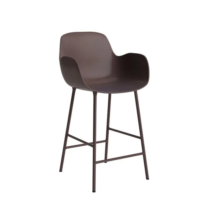 Normann Copenhagen Form Bar Armchair barkruk stalen onderstel-Brown-Zithoogte 65 cm Nu Kopen