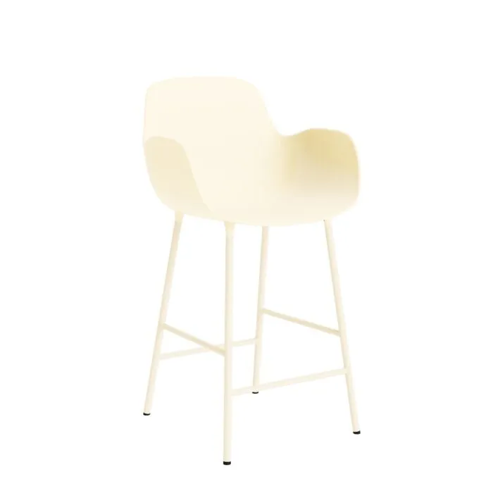Normann Copenhagen Form Bar Armchair barkruk stalen onderstel-Cream-Zithoogte 65 cm Fabrieksprijs