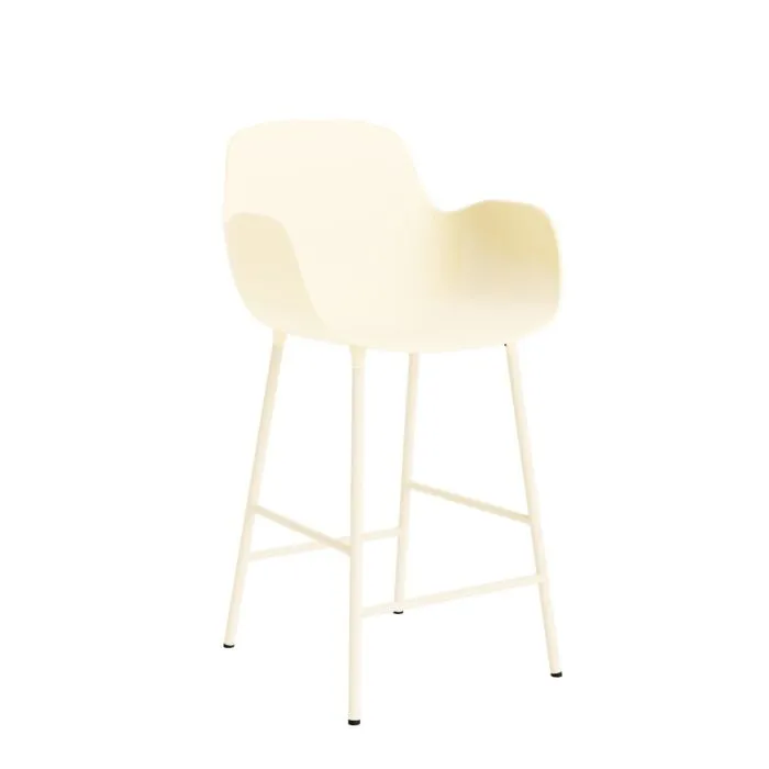 Snelle Levering Normann Copenhagen Form Bar Armchair barkruk stalen onderstel-Cream-Zithoogte 75 cm