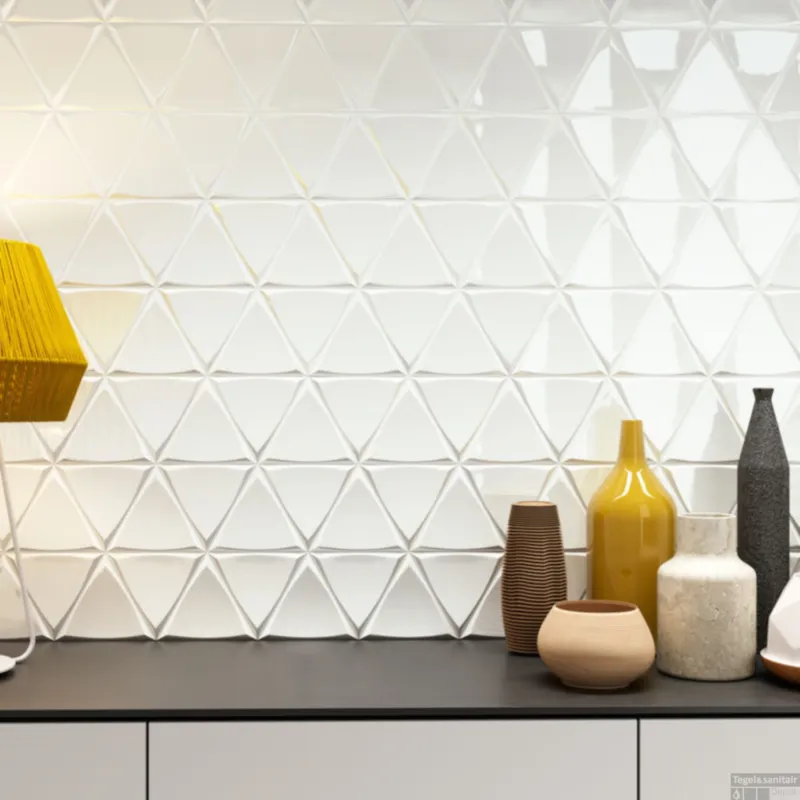 Wandtegel Zyx Triangle Channel White Glossy 15x17 cm Glans Wit (Doosinhoud 0,42m2) Nieuw