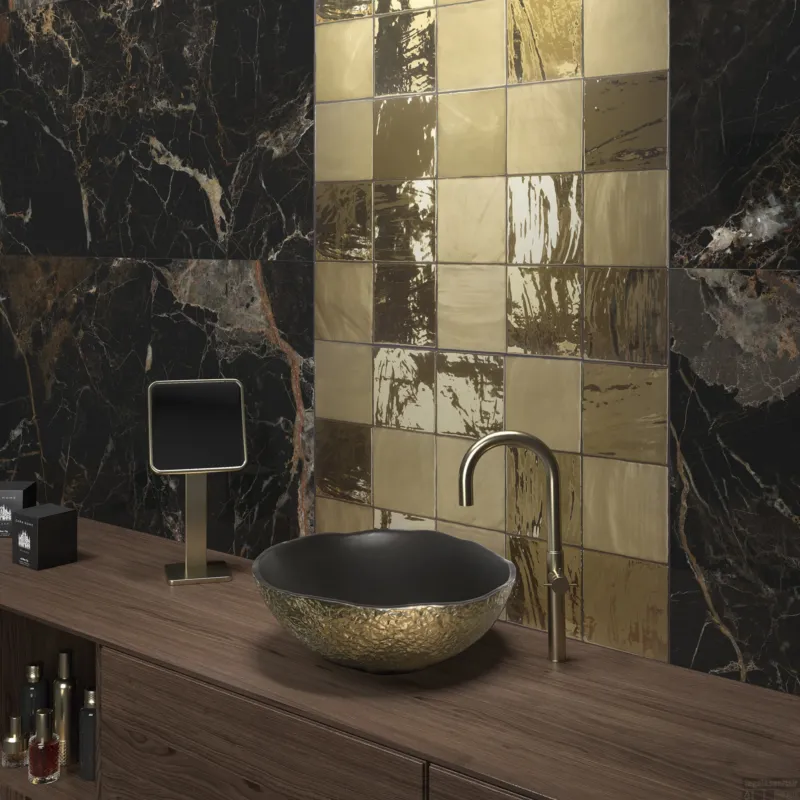 Direct Verzonden Wandtegel Dune Tabarca 15x15 cm Glossy Gold (doosinhoud 0.9m2)