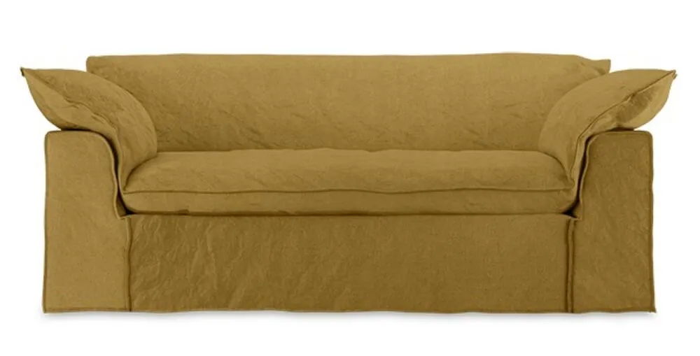 Exclusieve Aanbieding HKliving Nomad bank - 204 cm-Linen, Burnt ochre
