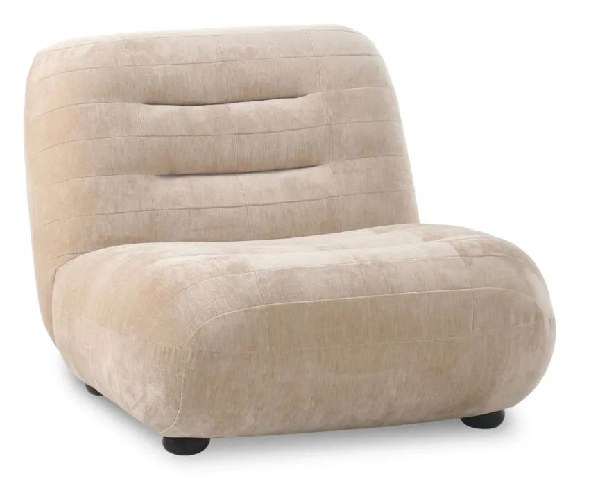Dutchbone Wyatt loungestoel-Velours beige Dagaanbieding