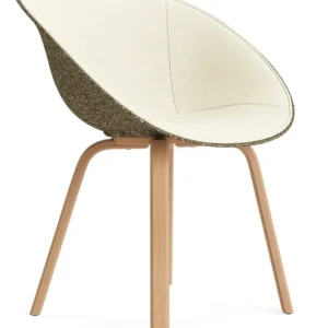 Betaalbaar Normann Copenhagen Mat stoel met armleuningen - gestoffeerde zitting - beuken onderstel-Zeewier/Hallingdal 100