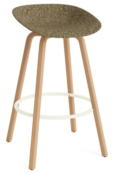 Laatste Kans Normann Copenhagen Mat barkruk - beuken onderstel-Zithoogte 75 cm-Cream-Zeewier