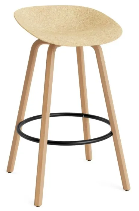 Exclusieve Aanbieding Normann Copenhagen Mat barkruk - beuken onderstel-Zithoogte 75 cm-Black-Hennep