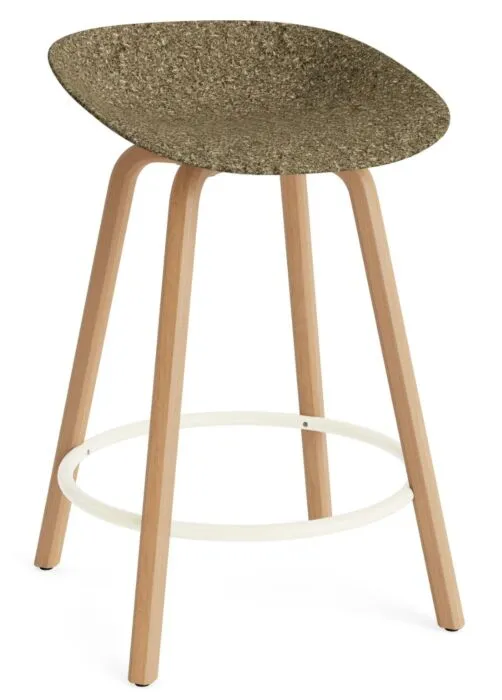 Normann Copenhagen Mat barkruk - beuken onderstel-Zithoogte 65 cm-Cream-Zeewier Snelle Levering