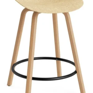 Laatste Versie Normann Copenhagen Mat barkruk - beuken onderstel-Zithoogte 65 cm-Black-Hennep