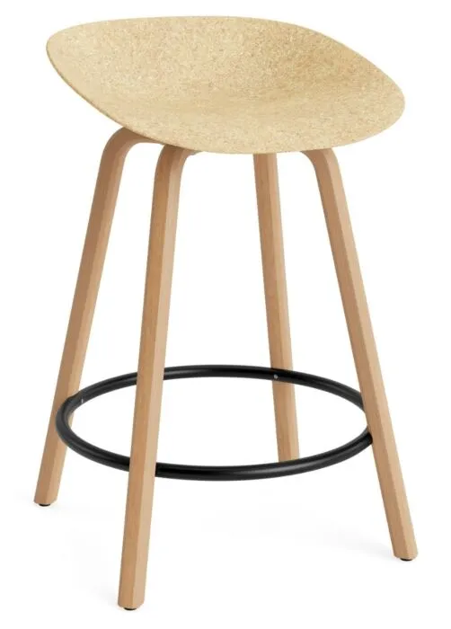 Laatste Versie Normann Copenhagen Mat barkruk - beuken onderstel-Zithoogte 65 cm-Black-Hennep