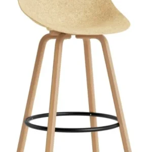Merkproduct Normann Copenhagen Mat barkruk met rugleuning-Zithoogte 75 cm-Black-Hennep