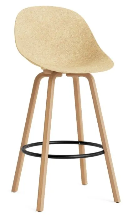 Merkproduct Normann Copenhagen Mat barkruk met rugleuning-Zithoogte 75 cm-Black-Hennep