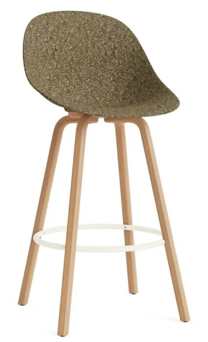 Normann Copenhagen Mat barkruk met rugleuning-Zithoogte 75 cm-Cream-Zeewier Gecertificeerd