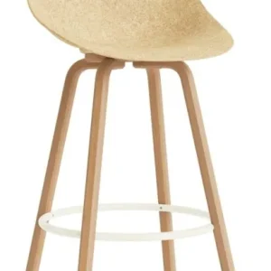Gecertificeerd Normann Copenhagen Mat barkruk met rugleuning-Zithoogte 75 cm-Cream-Hennep