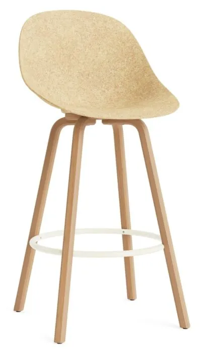 Gecertificeerd Normann Copenhagen Mat barkruk met rugleuning-Zithoogte 75 cm-Cream-Hennep