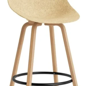 Merkproduct Normann Copenhagen Mat barkruk met rugleuning-Zithoogte 65 cm-Black-Hennep