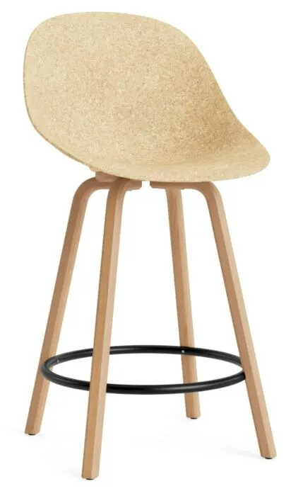 Merkproduct Normann Copenhagen Mat barkruk met rugleuning-Zithoogte 65 cm-Black-Hennep
