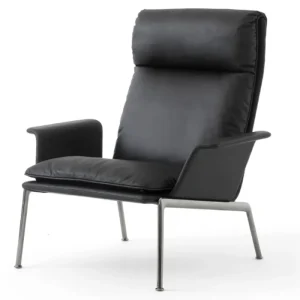 Laatste Versie &tradition Muno LN17 fauteuil-Dark Chrome-Noble Aniline Leather Black