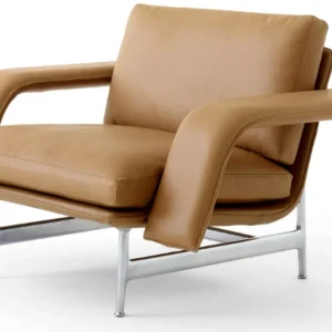&tradition Meantime AV29 fauteuil-Gepolijst aluminium-Noble Aniline Leather Cognac Weekendaanbieding