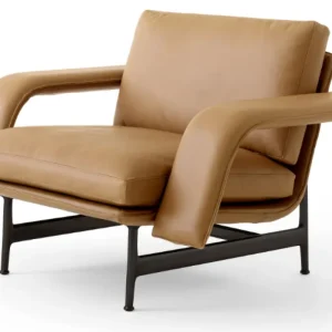 Aanbieding &tradition Meantime AV29 fauteuil-Warm Black-Noble Aniline Leather Cognac
