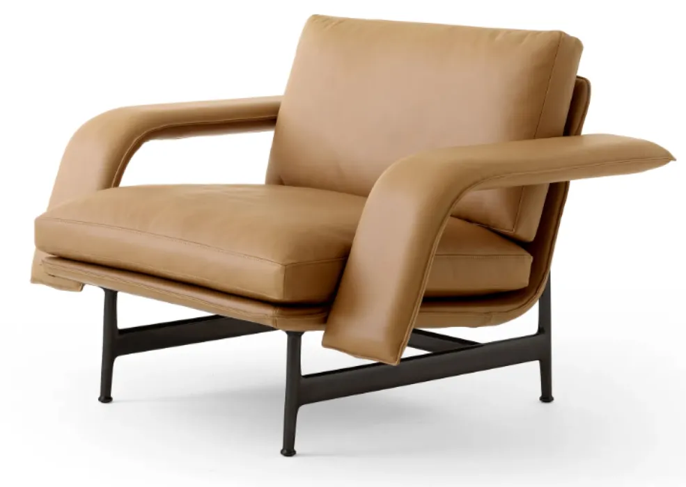 Aanbieding &tradition Meantime AV29 fauteuil-Warm Black-Noble Aniline Leather Cognac