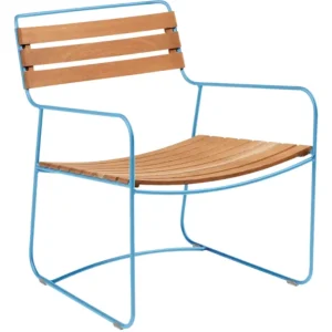 Laatste Versie Fermob Surprising Low Teak fauteuil-Maya Blue