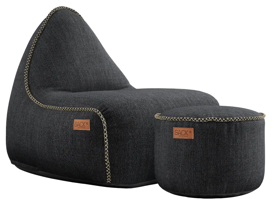 Sackit Cobana loungestoel met poef-Black Fabrieksprijs