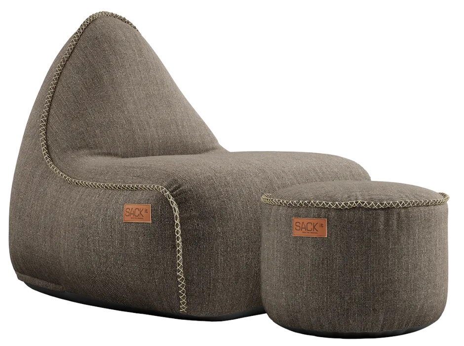 Lage Kosten Sackit Cobana loungestoel met poef-Brown