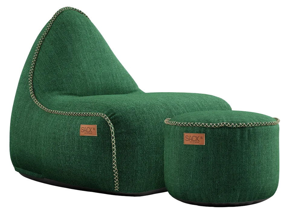 Actieprijs Sackit Cobana loungestoel met poef-Green